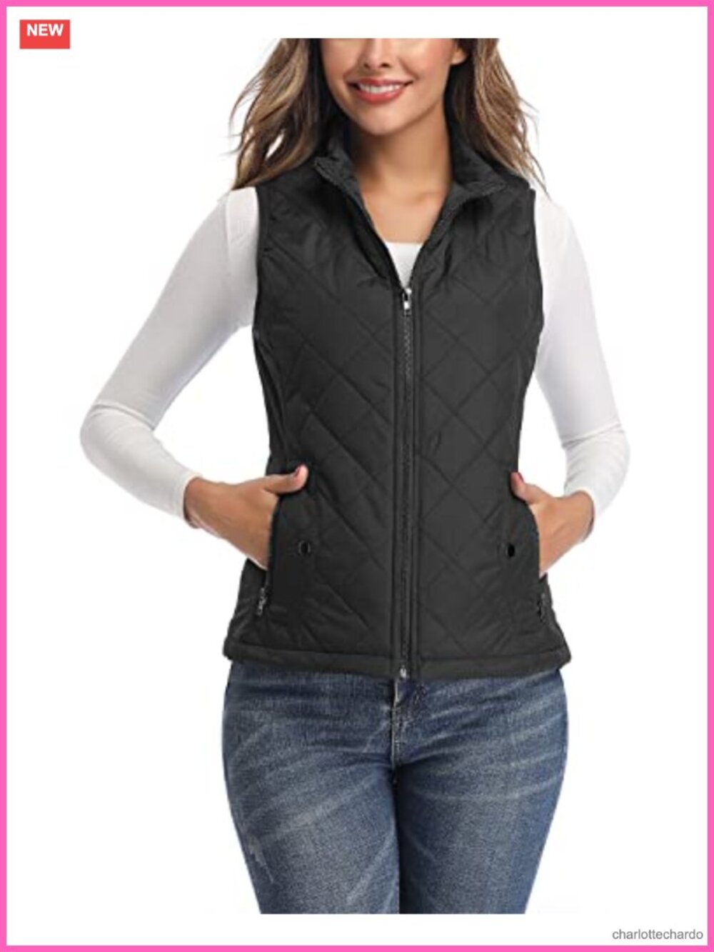 Women's Quilted Sleeveless Puffer Vest Lightweight Packable Layering Zip-Up